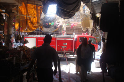 حريق في احد الفنادق وسط كربلاء