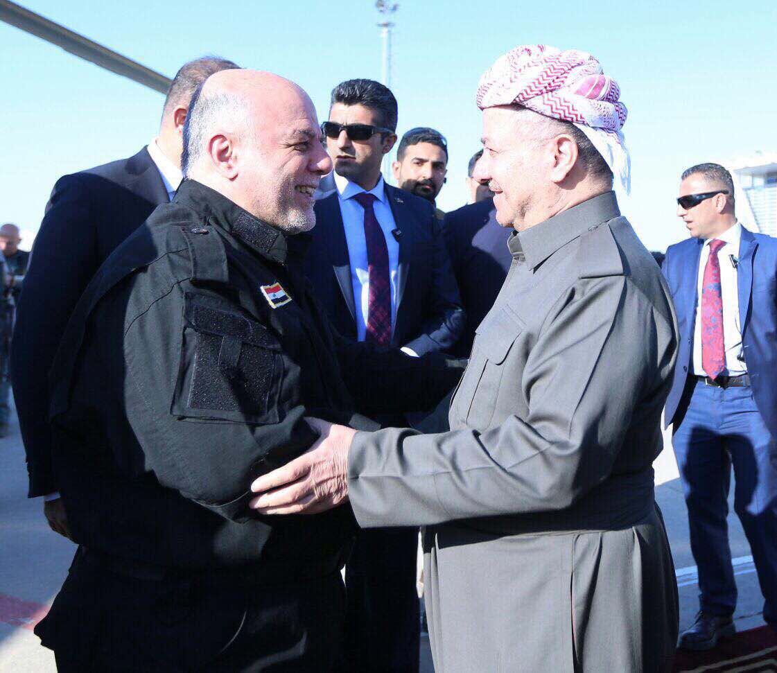 العبادي والبارزاني يؤكدان على ضرورة مواصلة التعاون في الحرب ضد الإرهاب