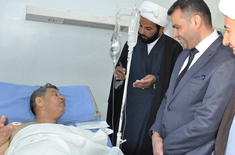 وفد ديوان الوقف الشيعي يتفقد الجرحى العراقيين في دمشق ويوجه بنقل عدد منهم لمستشفى الكفيل