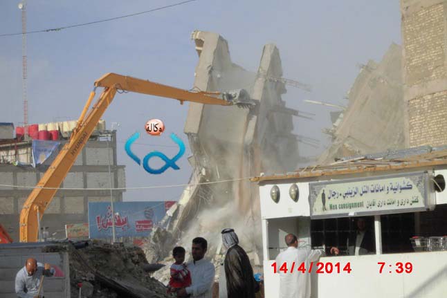 بالصور :عمليات تهديم لعقارات استملكتها العتبة الحسينية لانشاء صحن العقيلة زينب