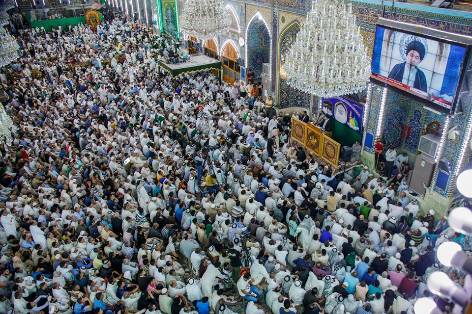 بالصور.. صلاة الجمعة بالصحن الحسيني الشريف بإمامة ممثل السيد السيستاني السيد احمد الصافي