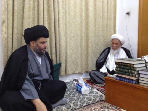 السيد مقتدى الصدر يزور المرجع الشيخ محمد اسحاق الفياض