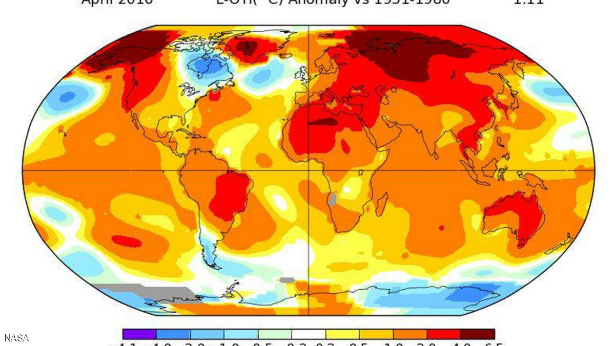 ناسا: أبريل 2016 الأشد حرارة على الإطلاق