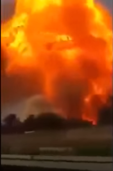 بالفيديو: لحظة انفجار احد خزانات معمل غاز التاجي