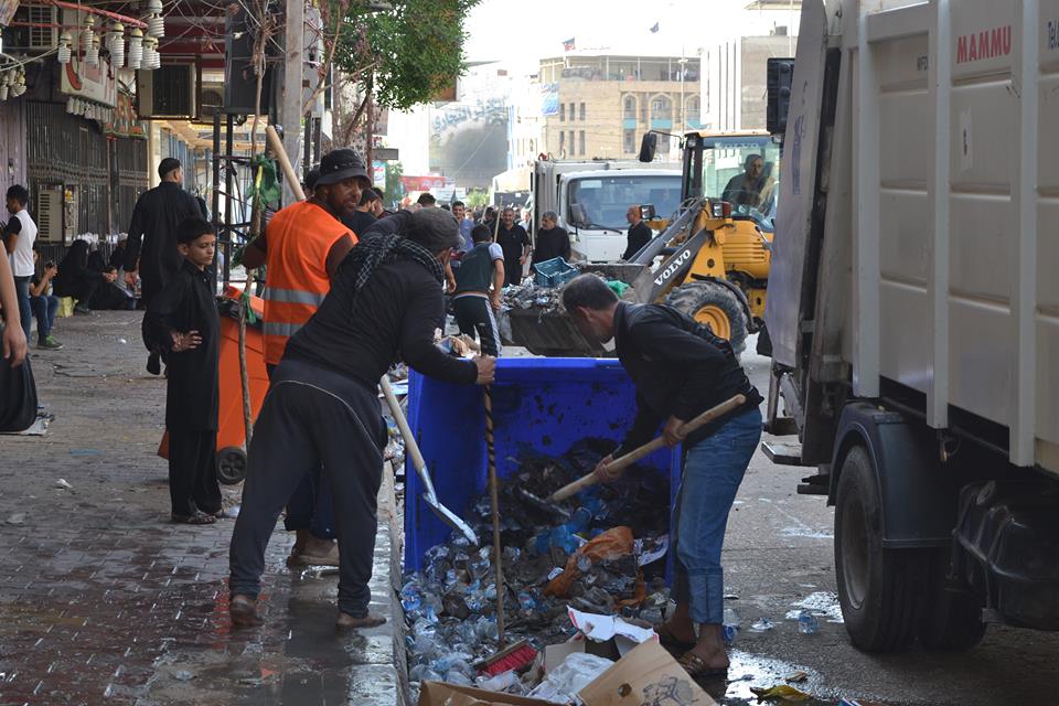 بلدية كربلاء المقدسة رفع ما يقارب 9000 طن من النفايات خلال زيارة العاشر