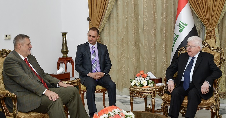 رئيس الجمهورية وممثل الأمين العام للأمم المتحدة يتباحثان العلاقات المتأزمة بين بغداد واربيل
