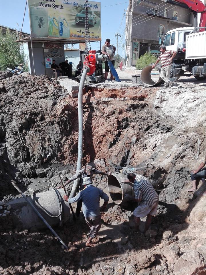 كربلاء :صيانة الخط الناقل 800 ملم الذي يغذي مركز المدينة القديمة بالماء الصافي