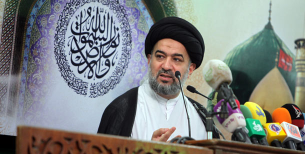 ممثل المرجع السيستاني يدعو القطعات الامنية لتجنب رفع أي راية سوى العلم العراقي ويعتبر الاتفاق الوطني والاقليمي والدولي على الرئاسات الثلاث بالفرصة الايجابية