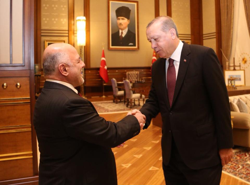 العبادي لاردوغان: نأسف لحملة الكذب والتزييف بوجود قوات غير عراقية بكركوك