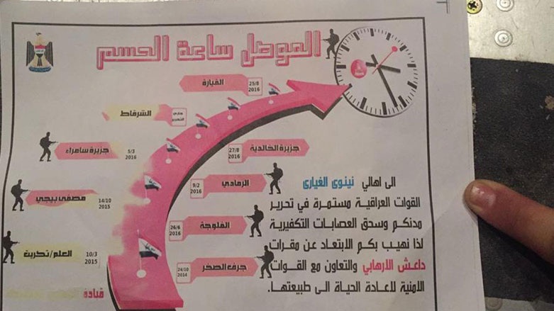 أكبر عملية إلقاء لمنشورات فوق الموصل منذ الحرب العالمية +صورة من المنشورات