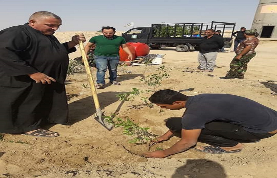 بالصور.. حملة تطوعية لزراعة 400 شجرة في صحراء بين كربلاء والأنبار