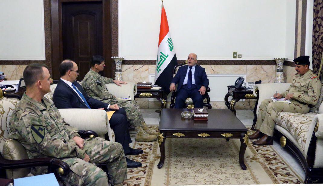 العبادي يبحث مع قائد القيادة المركزية الامريكية الوسطى انتشار القوات الاتحادية في كركوك