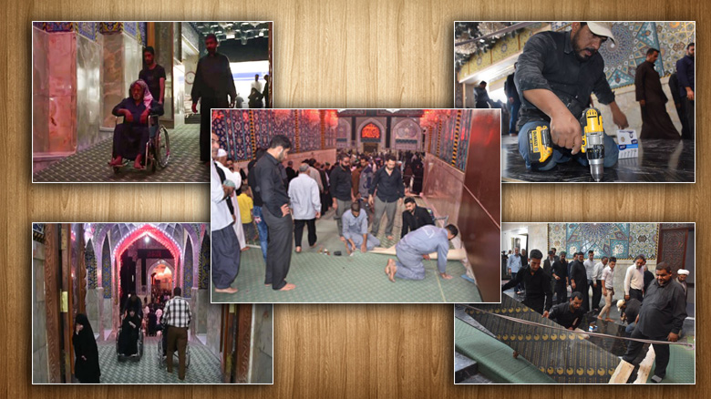 المشرفون على زيارة الاربعين في كربلاء يوفرون مداخل وممرات لذوي الاحتياجات الخاصة