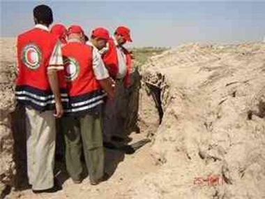 جمعية الهلال الاحمر في واسط تزيل قذائف مقاومة الطائرات بالتنسيق مع جهات اخرى