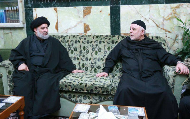 ممثل المرجع السيستاني يستقبل العبادي في العتبة العباسية