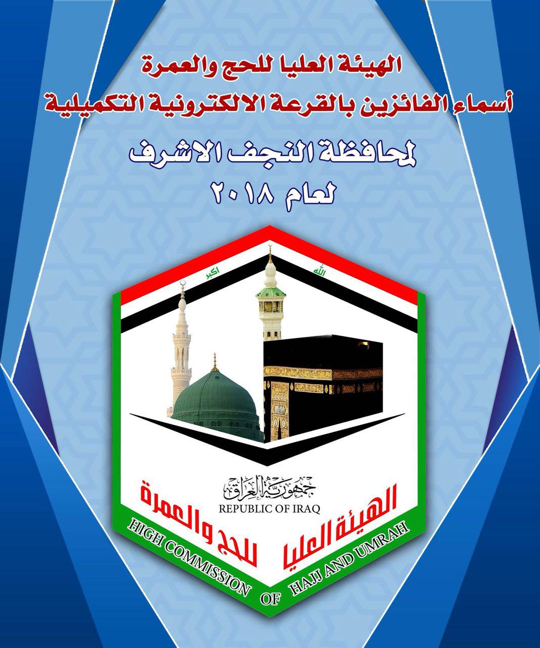 وكالة نون الخبرية تنشر نتائج قرعة الحج التكميلية لعام 2018 في النجف