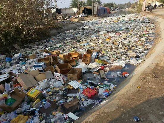 شاهد بالصور احد فروع نهر الفرات (الحسينية) وسط كربلاء بعد زيارة الاربعين