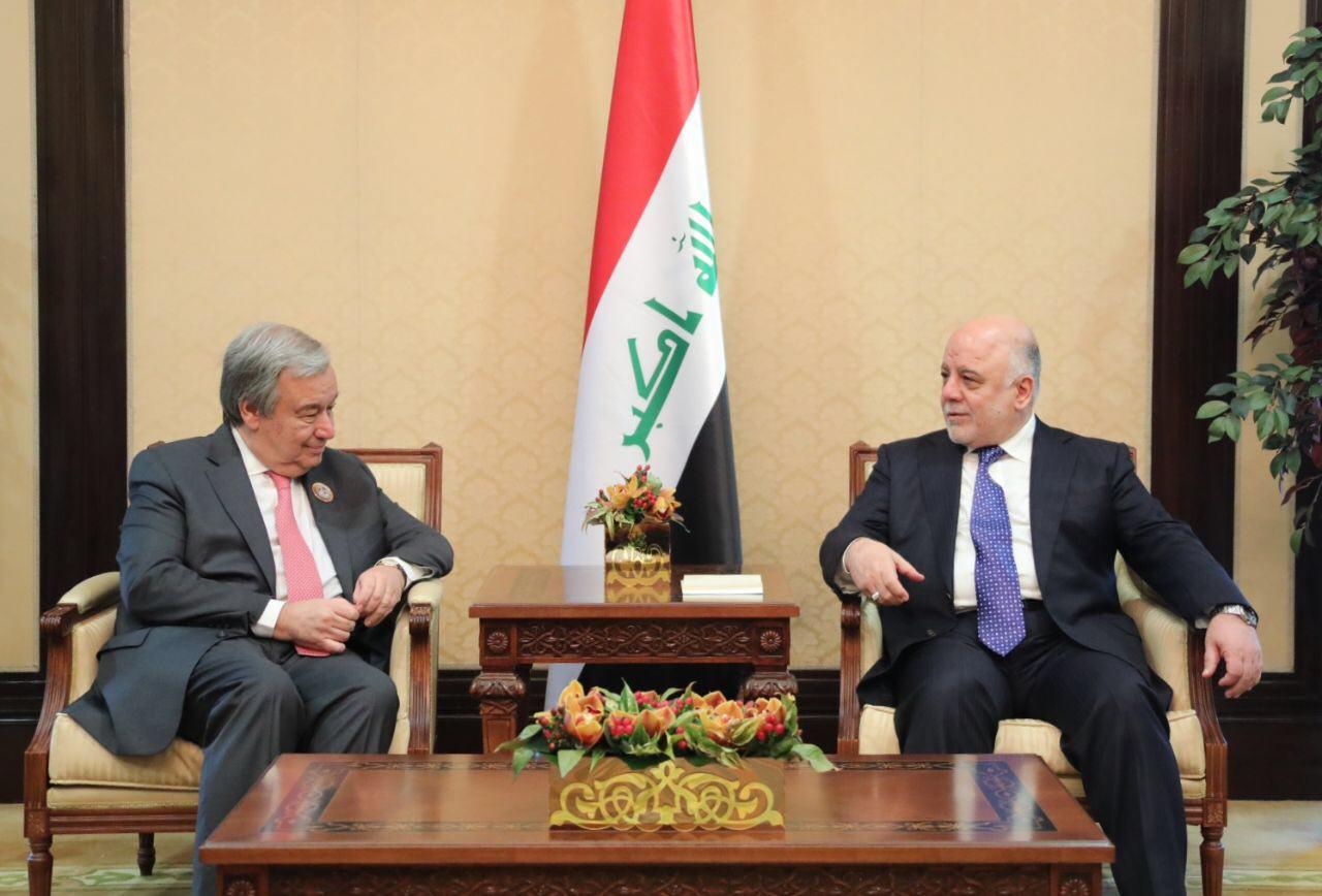 العبادي يلتقي رئيس البنك الدولي وأمين عام الأمم المتحدة