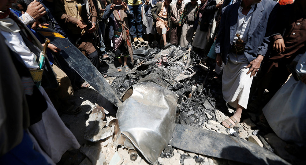 بالصورة.. "أنصار الله" يسقطون طائرة استطلاع سعودية في صعدة