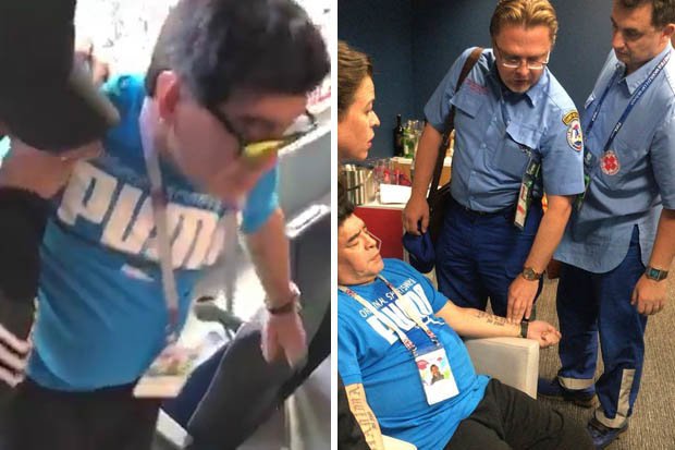 مارادونا ينهار بعد فوز الأرجنتين وينقل إلى المستشفى