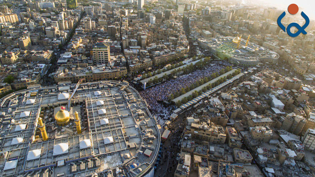 من الجو .. صلاة العيد في كربلاء (فيديو)