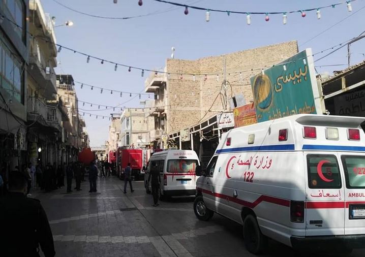 بالصورة ..  اندلاع حريق في المدينة القديمة بالنجف