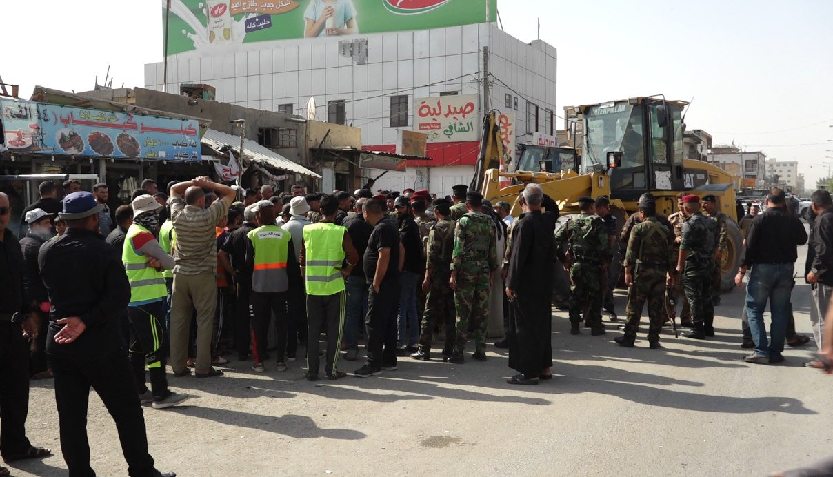 بالفيديو.. ازالة سوق الحبوبي في كربلاء