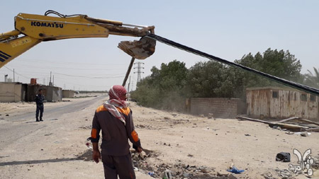 ماء البصرة تستأنف حملة رفع التجاوزات على أنابيب نقل مياه الإسالة