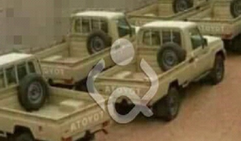 بالصور:مخاوف من استخدام عجلات تشبه عجلات الحشد تتواجد في قاعدة امريكية لتنفيذ عمليات ارهابية داخل العراق