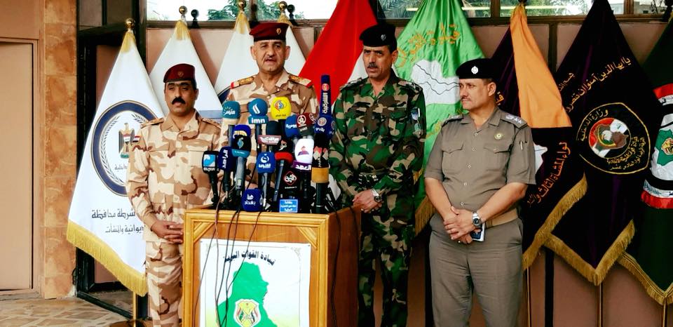 قائدي عمليات الفرات الاوسط و شرطة كربلاء يعقدان مؤتمر صحفي حول اخر مستجدات زيارة الاربعين