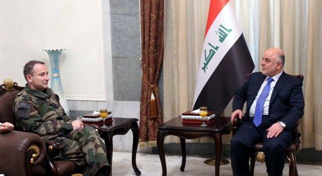 الدكتور حيدر العبادي يلتقي رئيس اركان الجيش الفرنسي