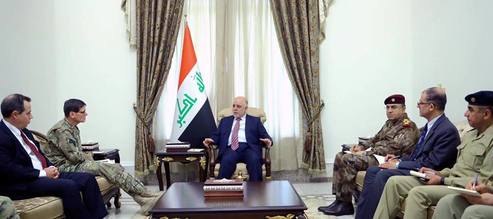 قائد أميركي يؤكد للعبادي استمرار دعم بلاده للعراق في حربه ضد "الارهاب"