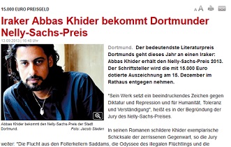الروائي العراقي عباس خضر ينال جائزة «نيلي زاكس» للادب ٢٠١٣