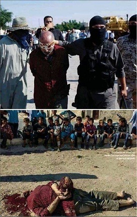 بالصور :الجيش الحر يقوم بذبح الاسرى امام الاطفال في منطقة الرقة