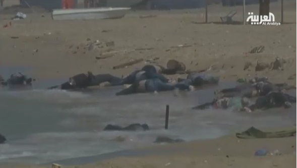 جثث 200 مهاجر غير شرعي تطفو في سواحل ليبيا(مصور)