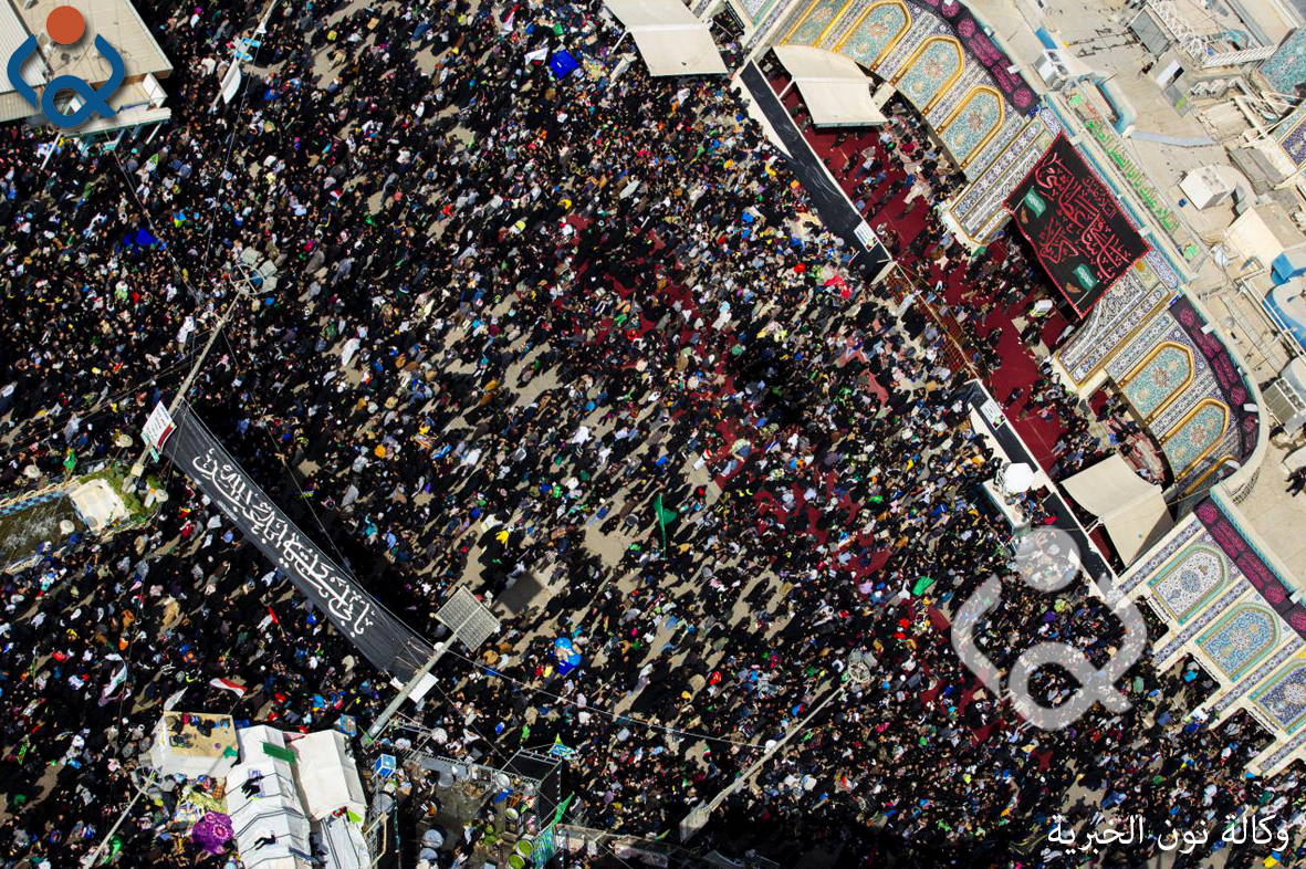 تقرير مصور: الملايين تغطي طرق كربلاء لاحياء ذكرى الاربعين (تصوير من الجو)
