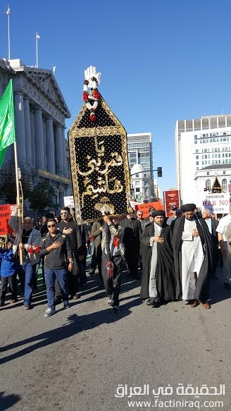 المسلمون في سان فرانسيسكو يحييون اربعينيه الامام الحسين ويرفعون الراية الحسينية(تقرير مصور)