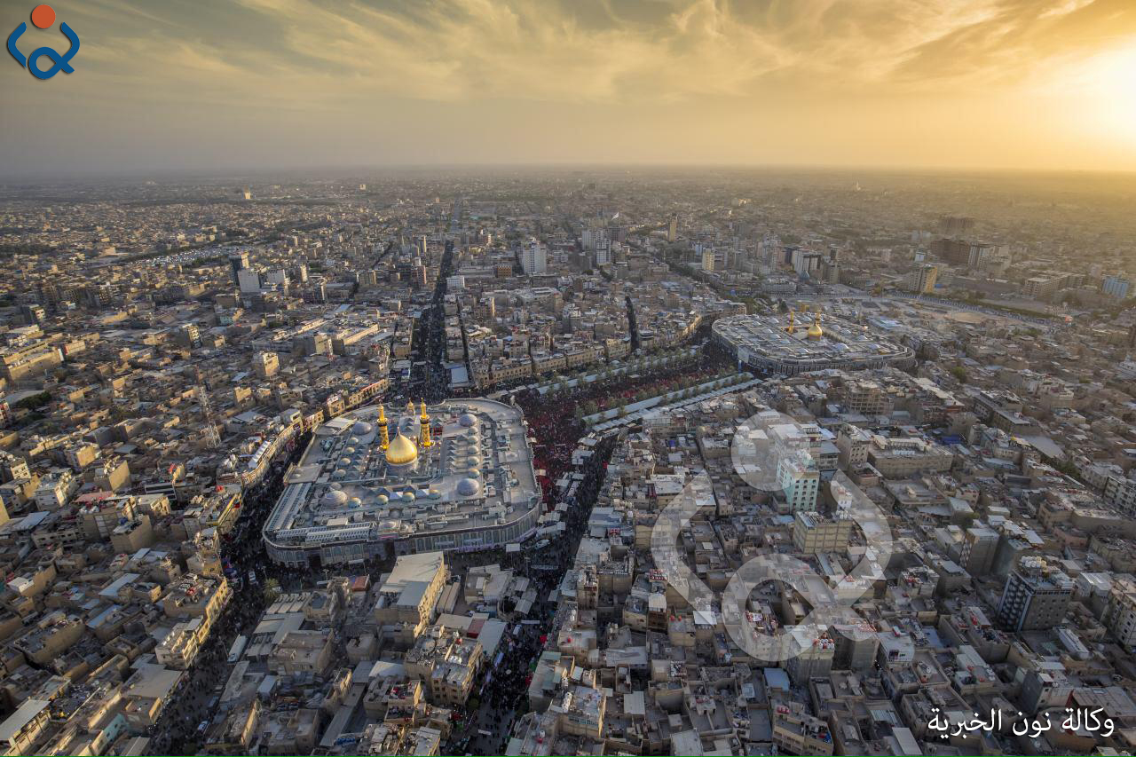 من الجو .. الملايين يتوجهون صوب الامامين الحسين والعباس (عليهما السلام)