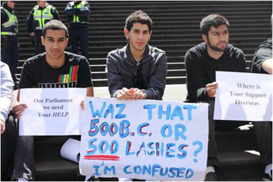 تظاهرة سلمية بملبورن لإنقاذ السيد منصور المرعبي المعتقل في السعودية اثناء الحج