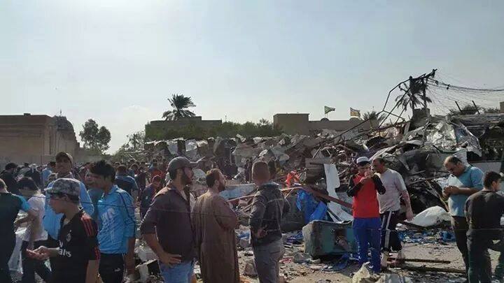 شاهد بالصور لقطات من  تفجيرات منطقة المشتل في بغداد صباح الاثنين