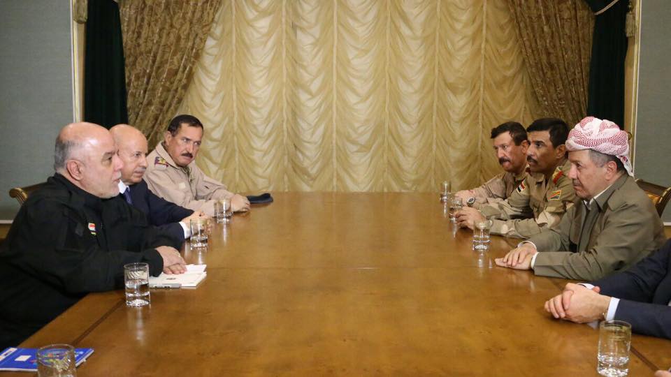 مكتب العبادي يؤكد ان المناطق التي تتواجد فيها البيشمركة غير خاضعة للاكراد