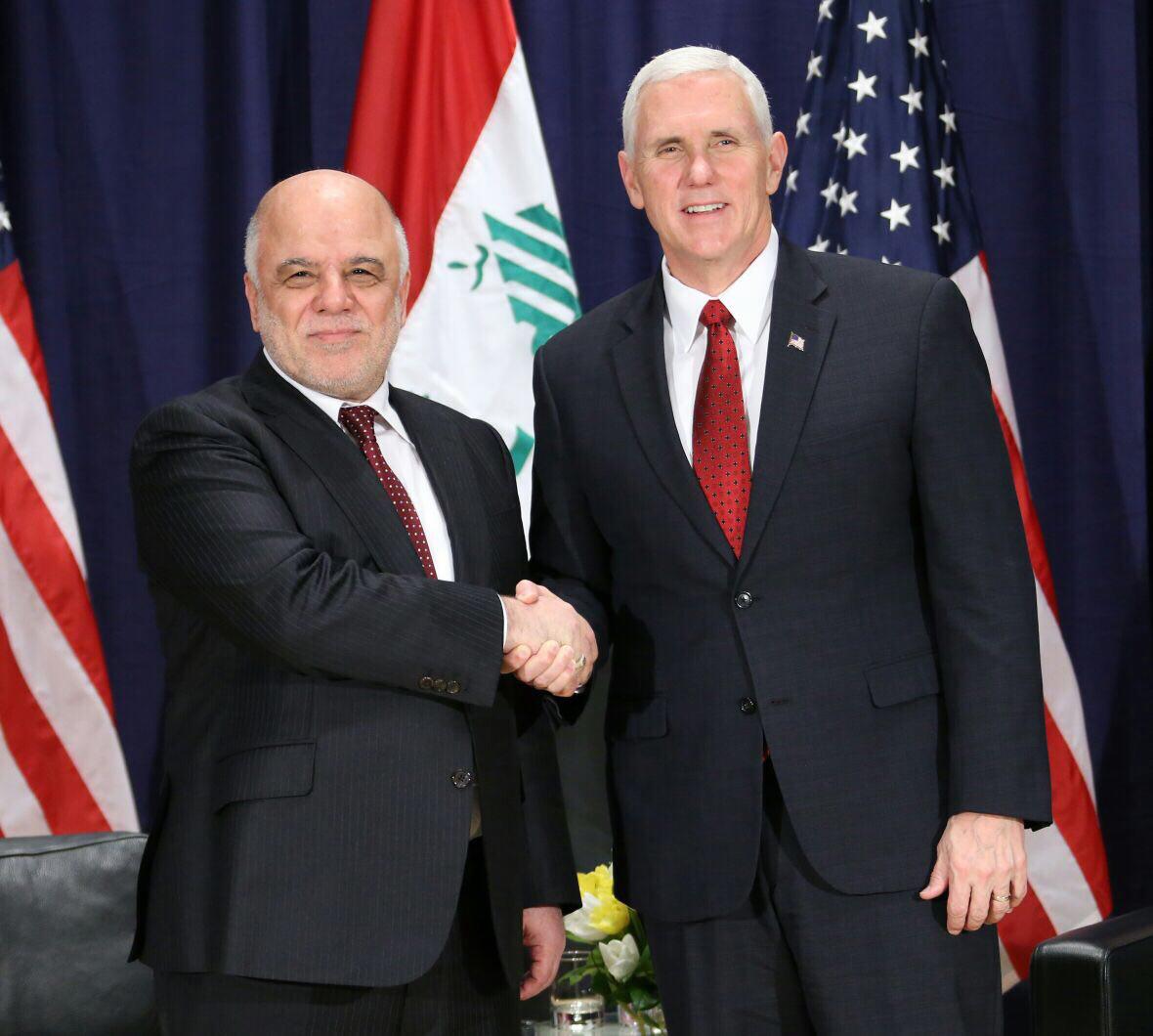 بالصور: العبادي يلتقي نائب الرئيس الأميركي في ميونخ