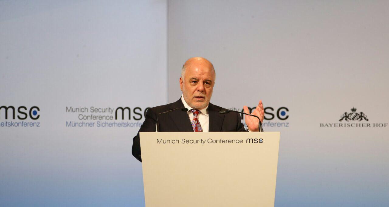 العبادي من ميونخ: قواتنا تقترب من تحرير كافة الأراضي العراقية