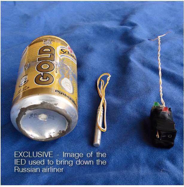 بالصورة: القنبلة التي أسقطت ‫‏الطائرة الروسية‬ علبة مياه غازية !