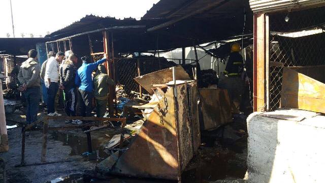 اندلاع حريق بسوق شعبي وسط الكوت (صور)