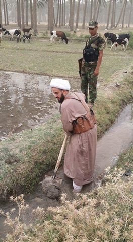 بالصور : مقاتلون بعد تحريرهم الارض في الفلوجة يقومون برعاية المواشي وسقي الارض