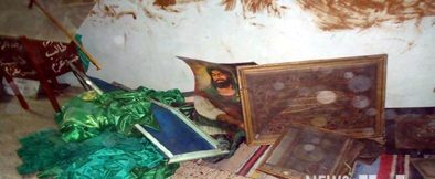 ارهابيون يضرمون النار باحد المراقد الشيعية شمال قضاء خانقين