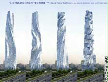 ناطحات سحاب دوارة تنتج طاقتها الكهربائية في دبي وموسكو