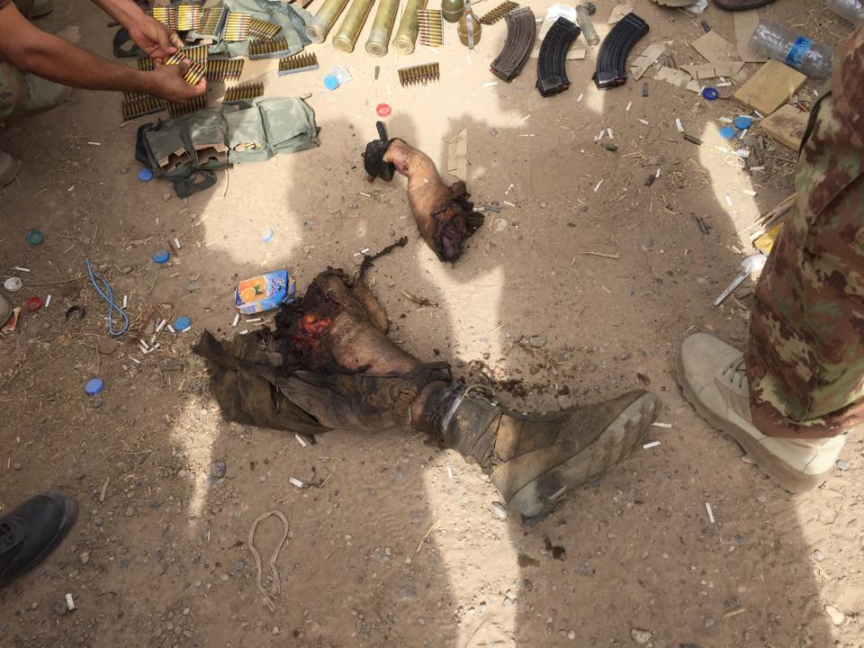 بالصور :لواء علي الاكبر يفجر انتحاريا كان يستهدف قطعاته في بيجي