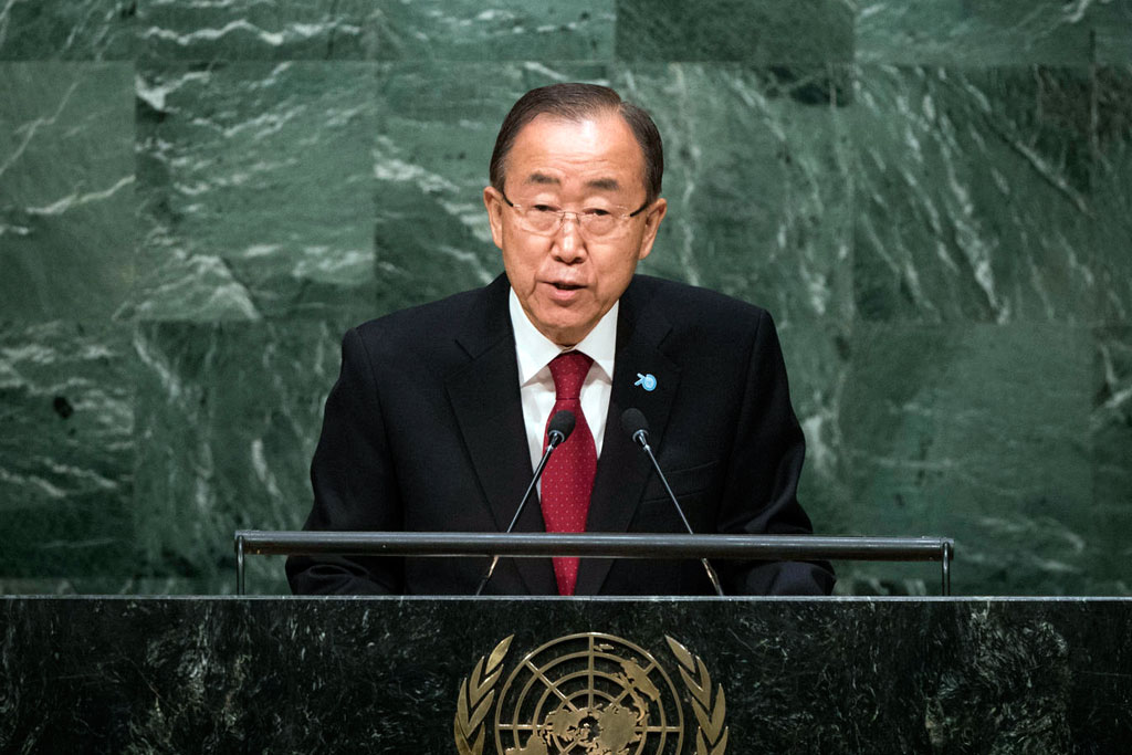 كي مون يهاجم النظام السوري خلال افتتاح الجمعية العامة للأمم المتحدة في دورتها الـ71